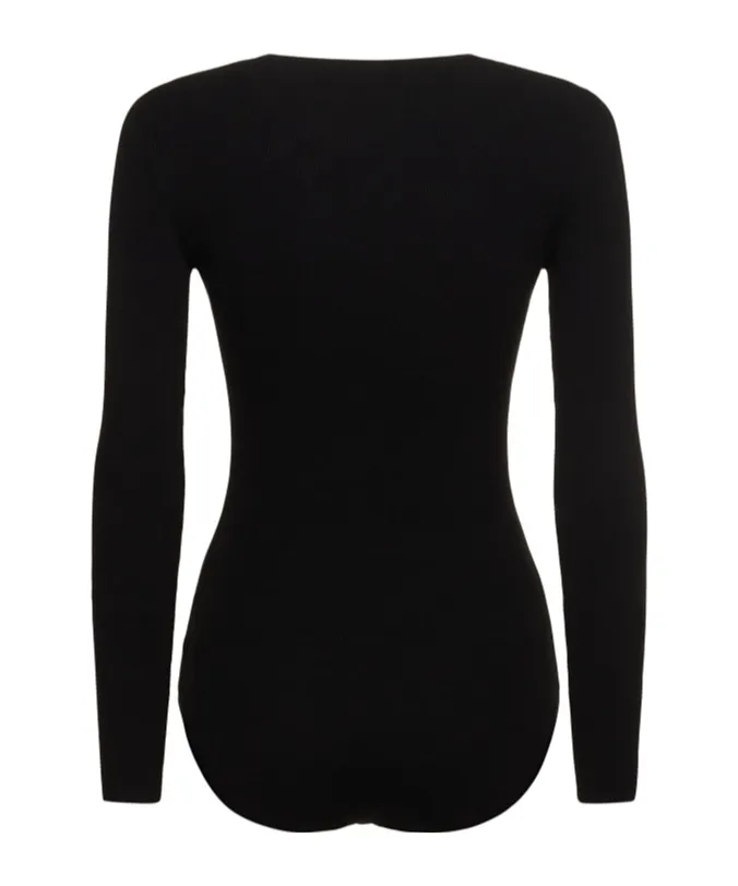 Long-Sleeved Round-Neck Jumpsuit