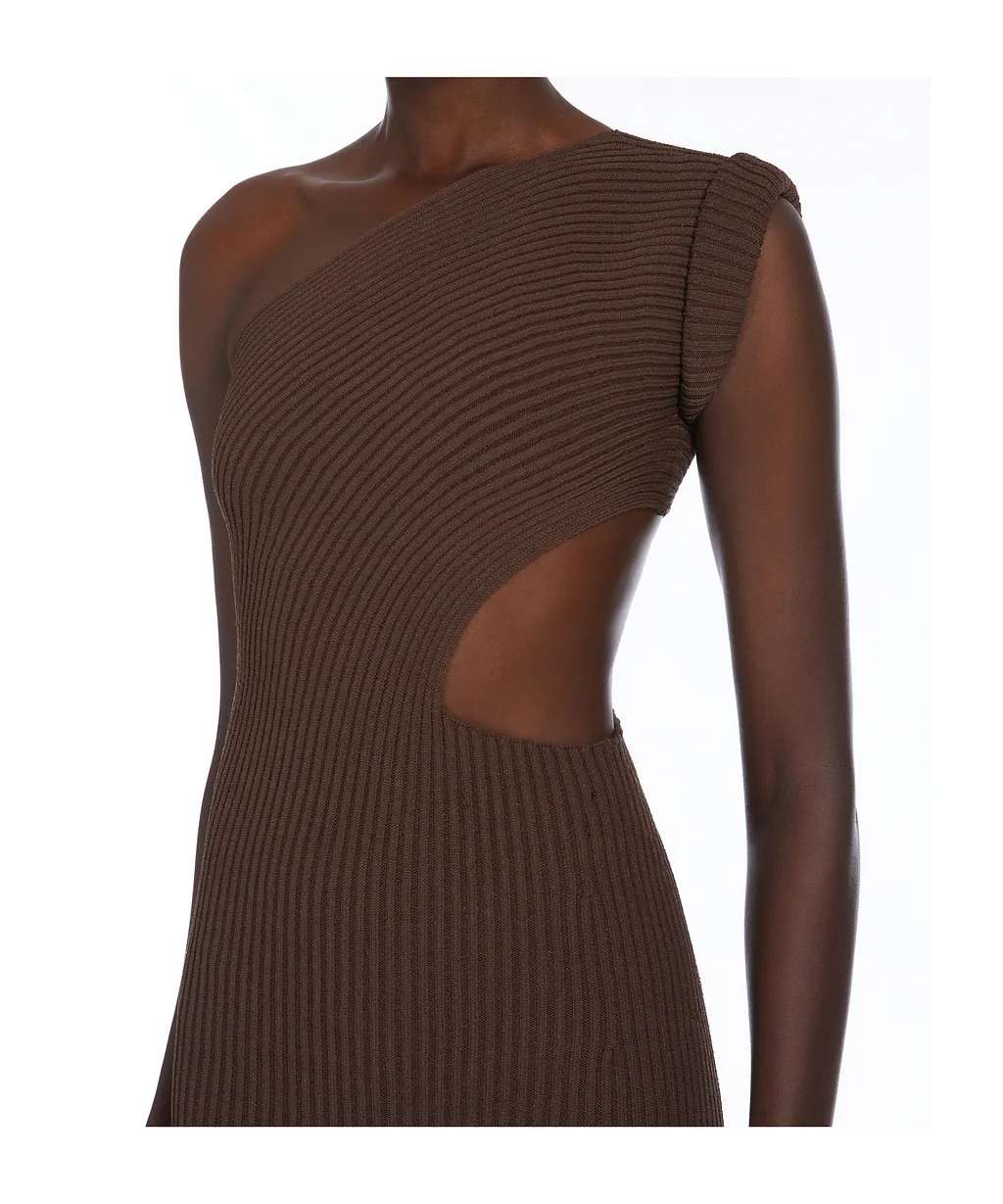Max Mara Arda One-Shoulder Ribbed-Knit Dress
