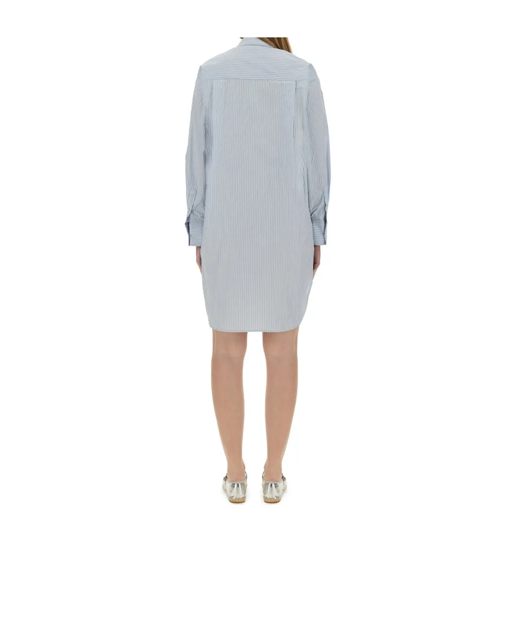 Pinstripe Button-Up Shirt Dress