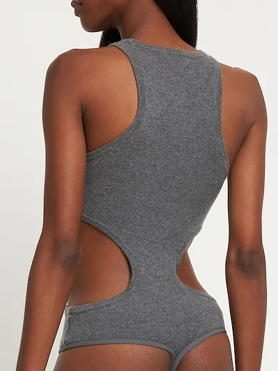 Plain Jersey Hollowed-Out Jumpsuit