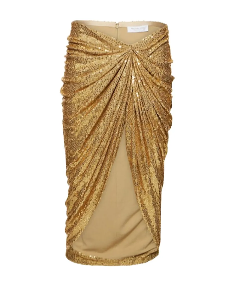 Sequin-Wrapped Mid-Length Skirt