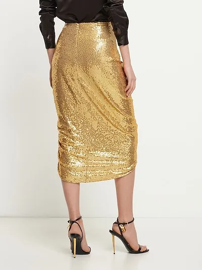 Sequin-Wrapped Mid-Length Skirt