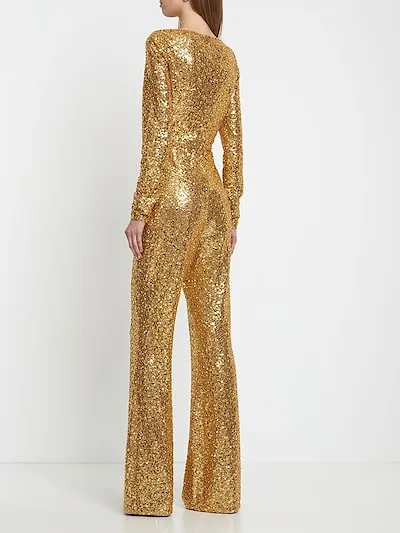 Sequined V-Neck Jumpsuit