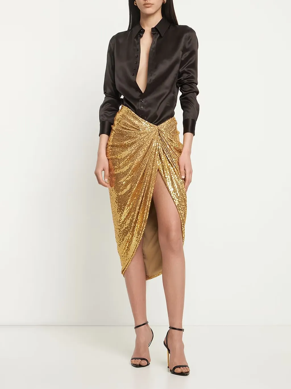 Sequin-Wrapped Mid-Length Skirt