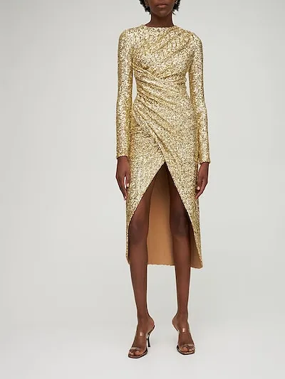 Sequined Pendant Mid-Length Dress