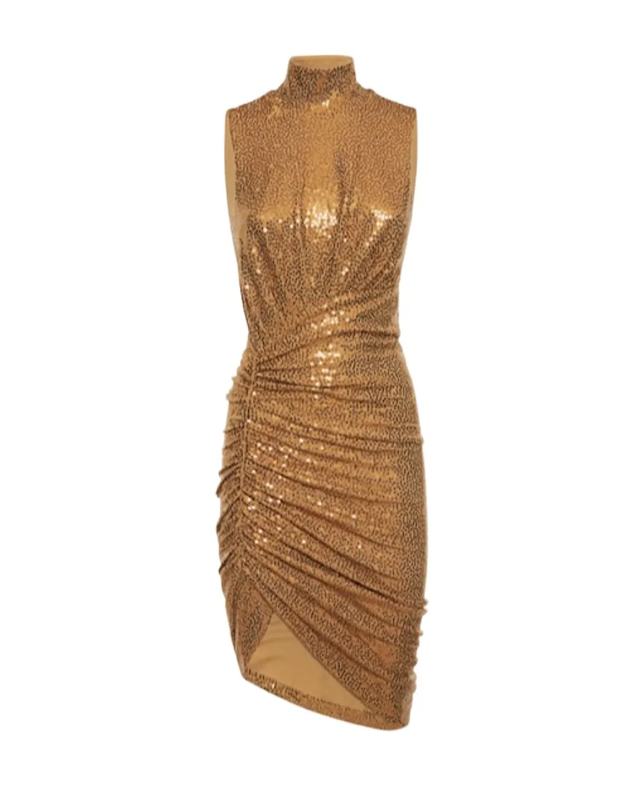 Sequined High-Neck Mini Dress