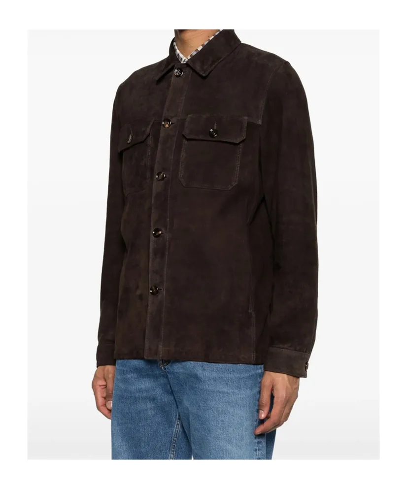 Long-Sleeved Leather Jacket