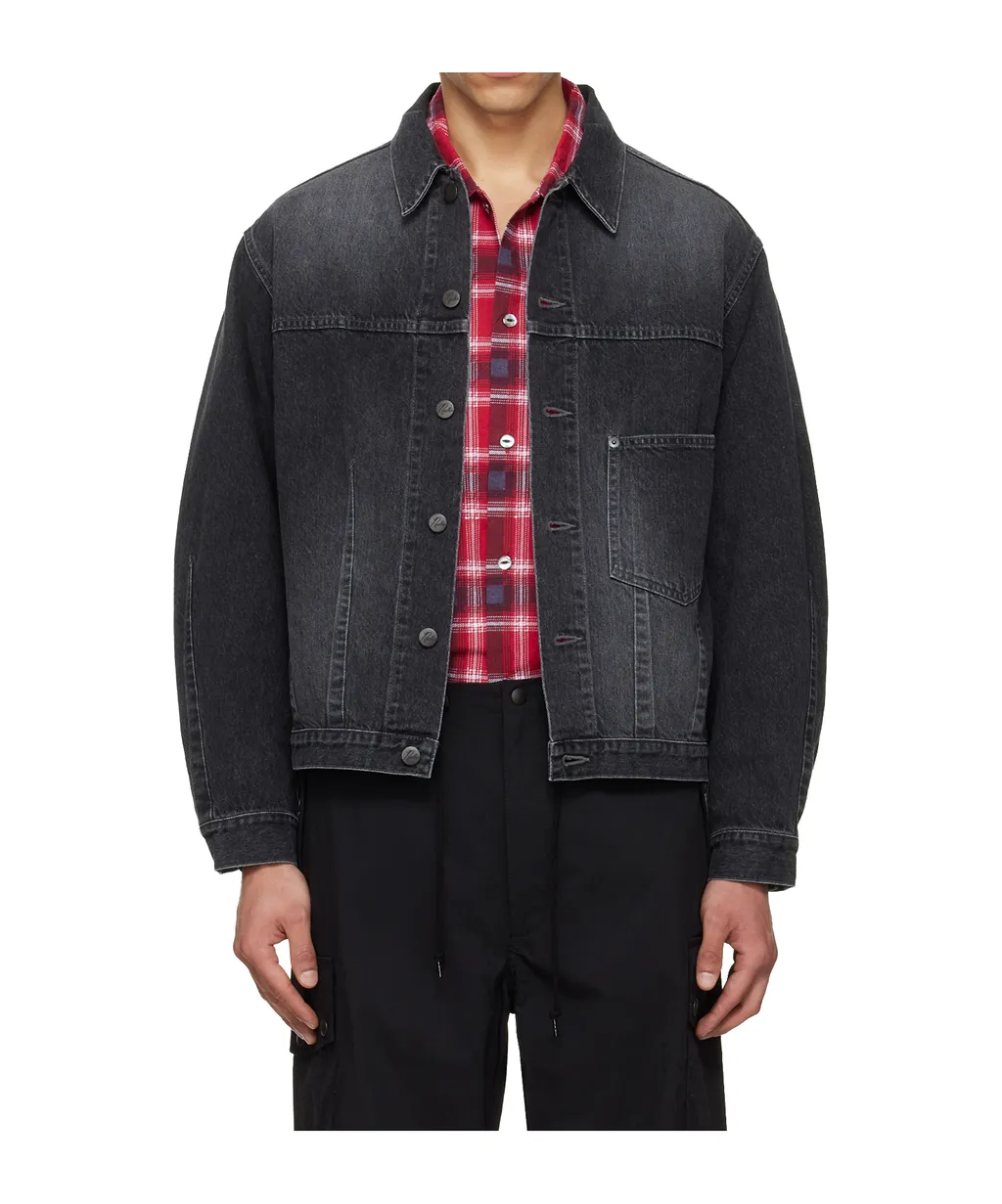 Darts Bottom Long-Sleeve Denim Jacket