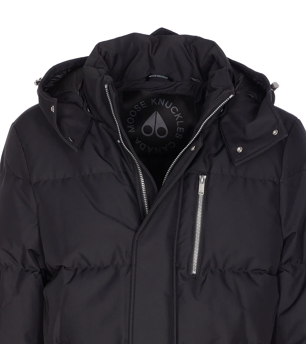 Moose Knuckles Logo Plaque Hooded Puffer Jacket