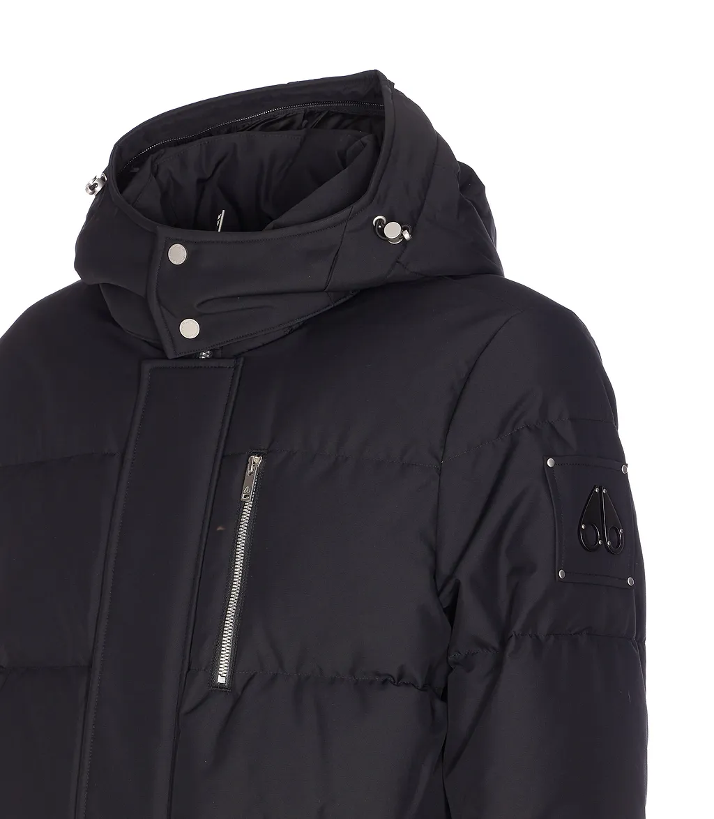 Moose Knuckles Logo Plaque Hooded Puffer Jacket