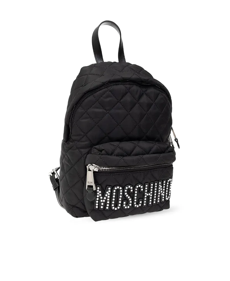 Moschino Logo-Embellished Zip-Up Quilted Backpack
