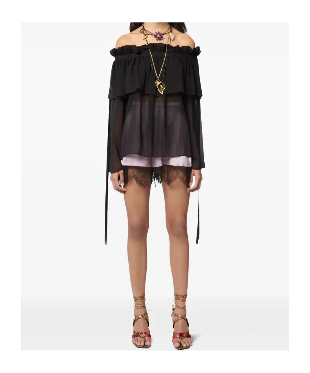 Boat-Neck Silk Top