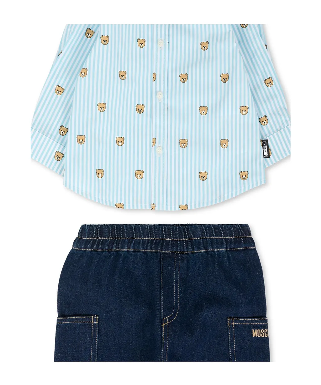 Striped Bear-Print Shirt