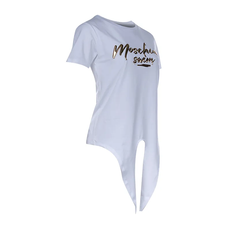 T-Shirt With Round Collar And Knot Hem