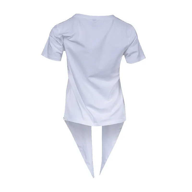 T-Shirt With Round Collar And Knot Hem