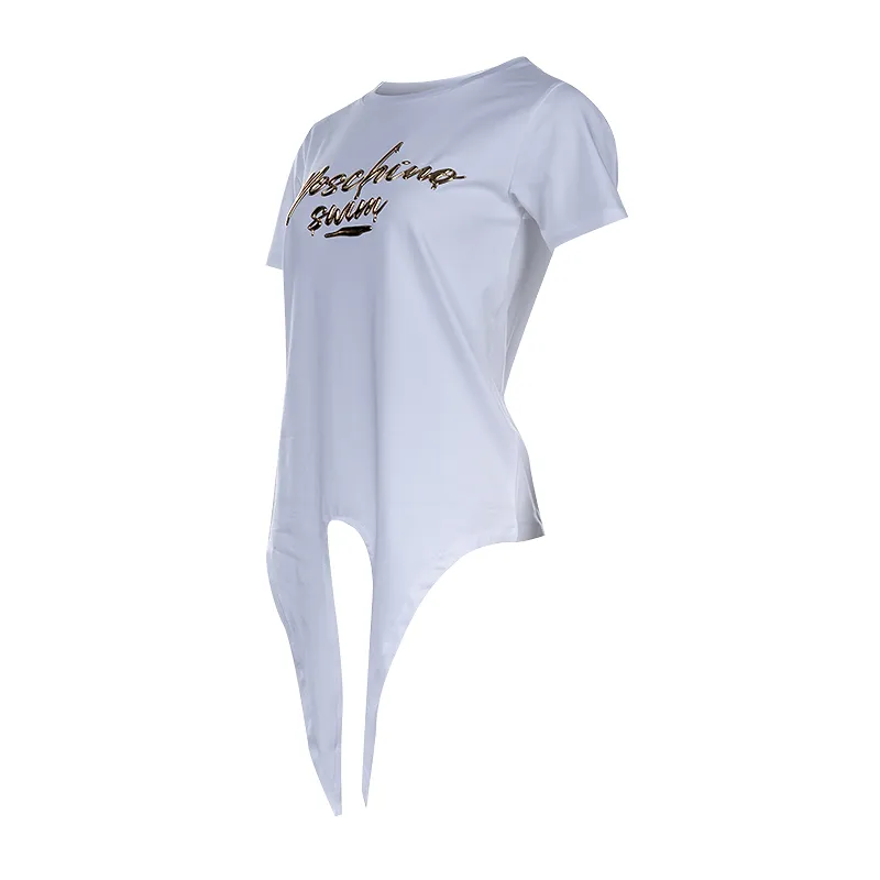 T-Shirt With Round Collar And Knot Hem