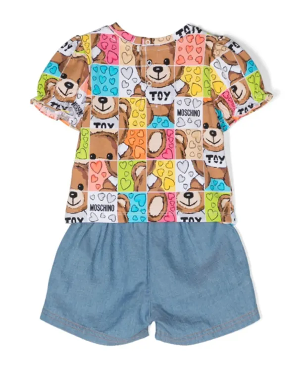 Teddy Bear Logo-Print Short Set