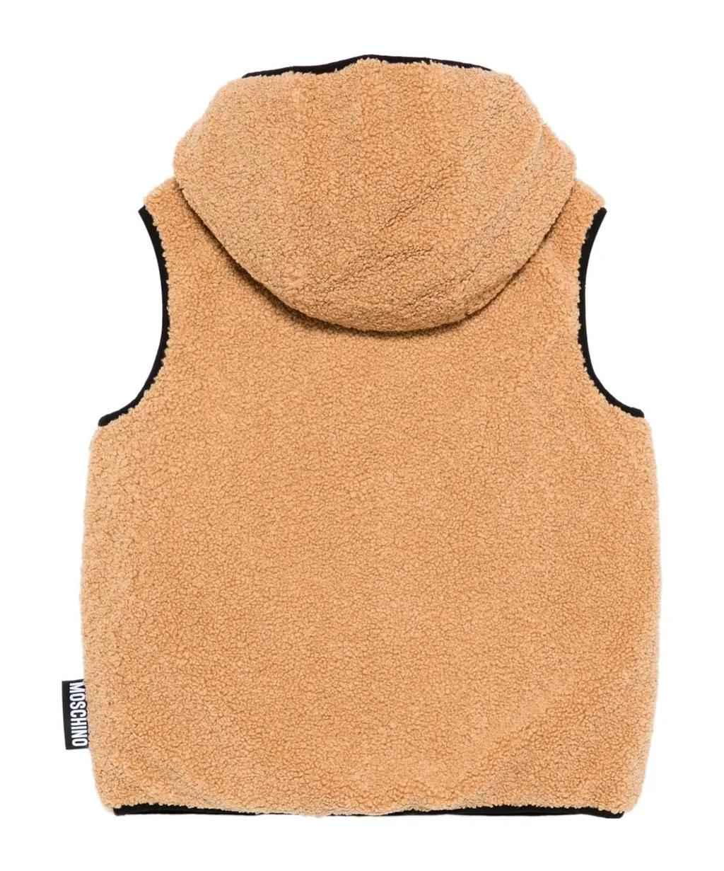 Teddy-Bear Patch Hooded Vest