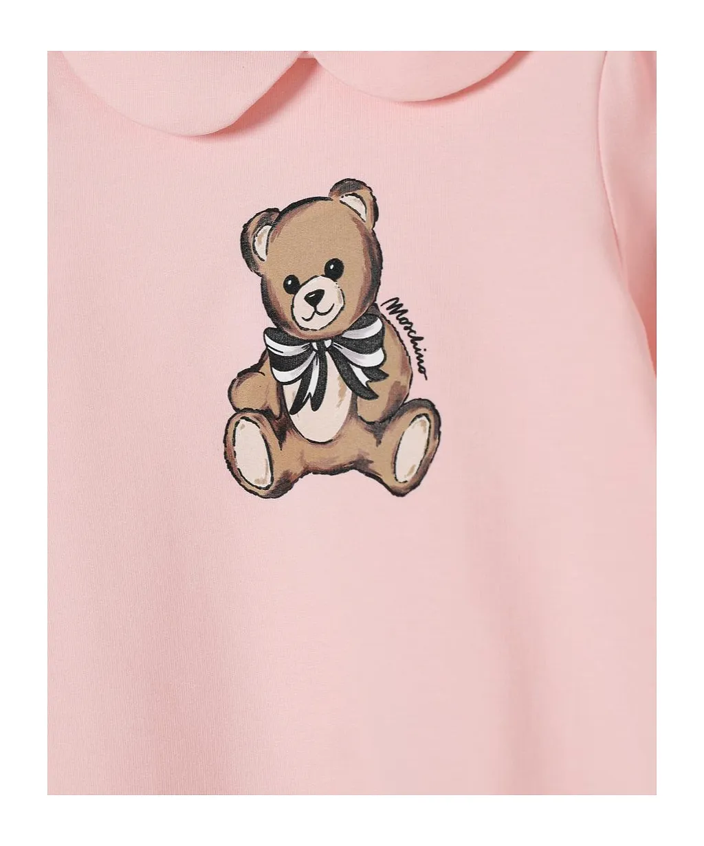 Teddy-Print Collared Pajamas