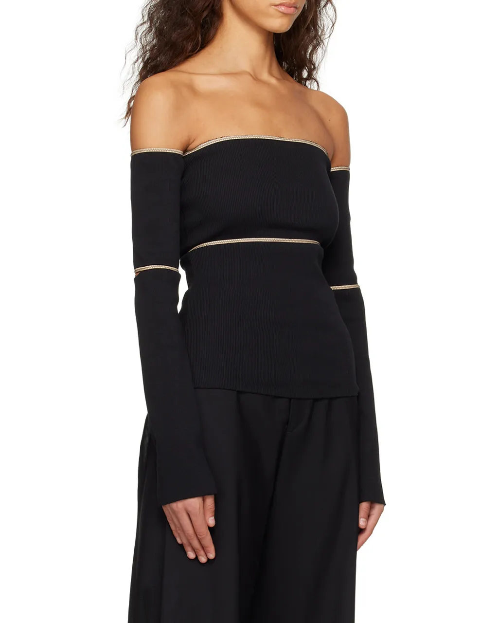 Off-Shoulder Ribbed-Knit Top