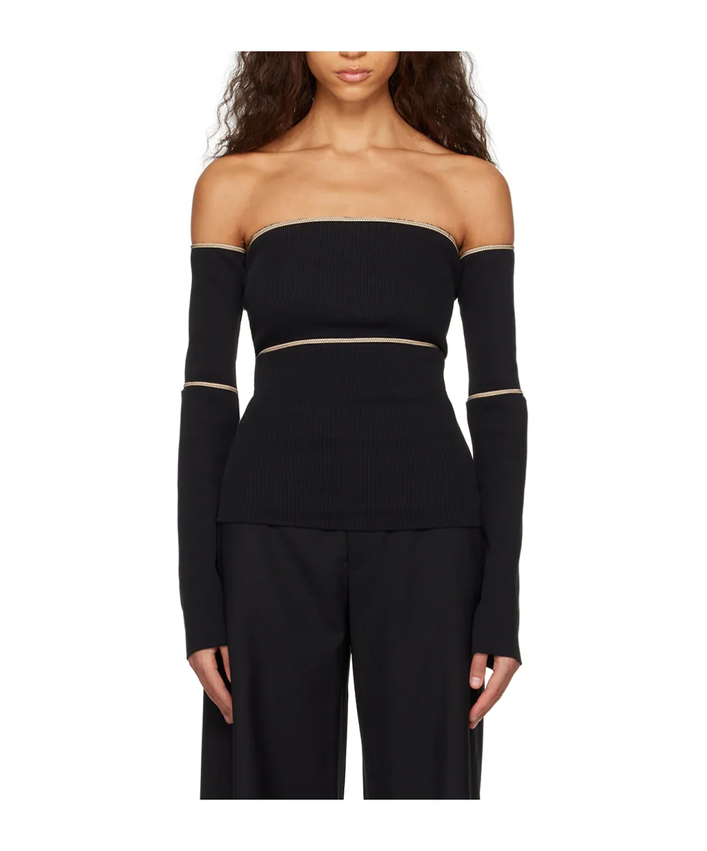 Off-Shoulder Ribbed-Knit Top