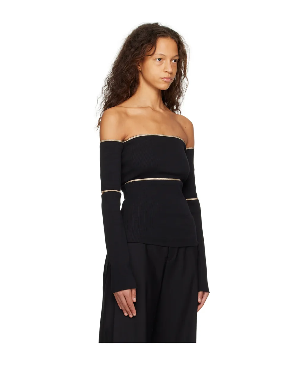 Off-Shoulder Ribbed-Knit Top
