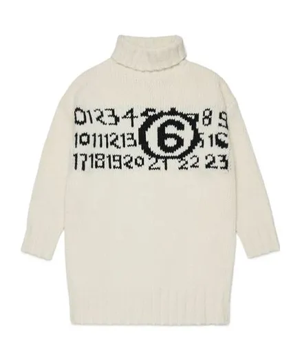 Mm6 Maison Margiela Kids Numeric Logo Jacquard Knit Dress
