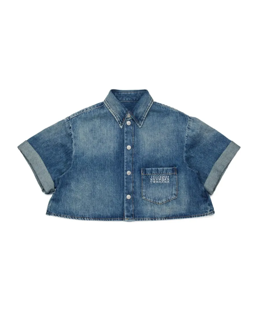 Short-Sleeved Denim Shirt