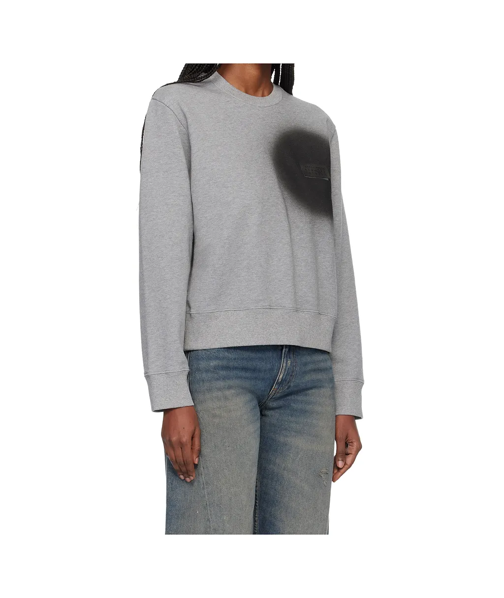 Spray Print Long-Sleeve Crew Neck Sweatshirt