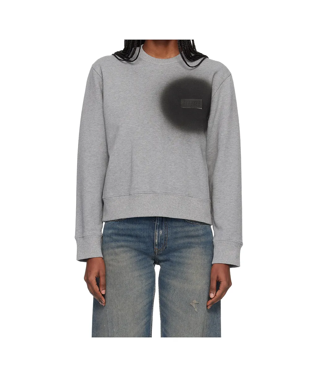Spray Print Long-Sleeve Crew Neck Sweatshirt