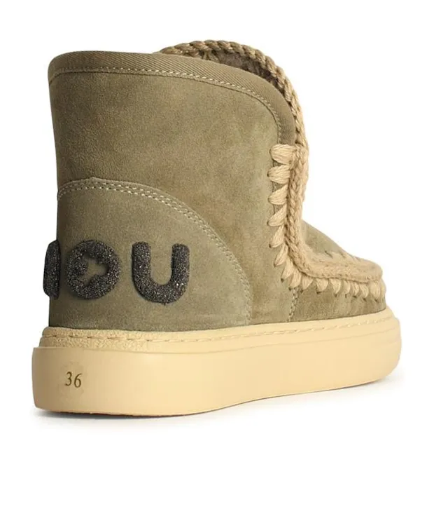 Mou Eskimo Whipstitch-Trim Round-Toe Ankle Boots