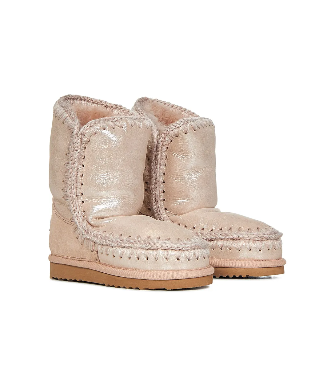 Mou Kids Microglitter Stitch-Detail Boots