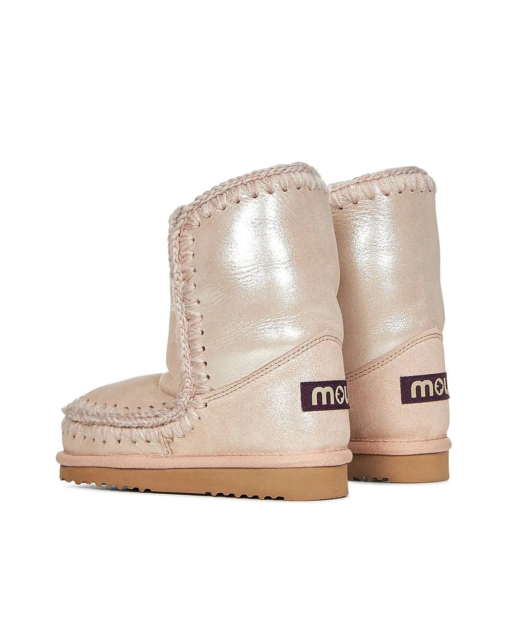 Mou Kids Microglitter Stitch-Detail Boots