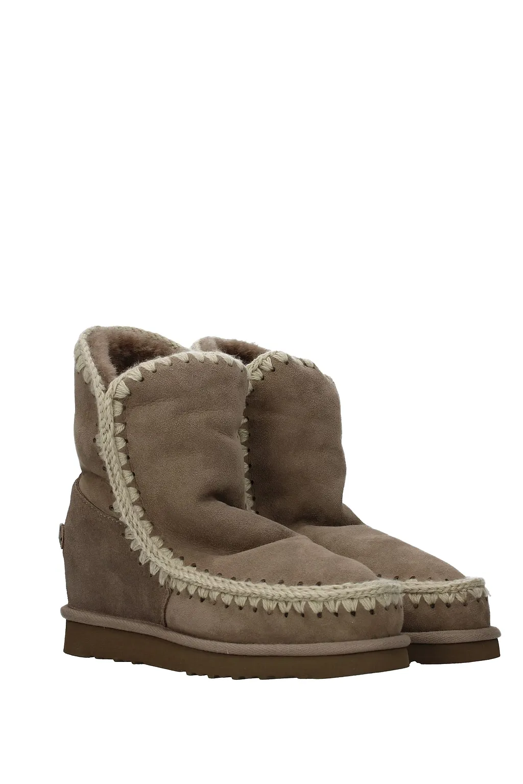 Mou Logo Plaque Stitch-Trim Wedge Boots