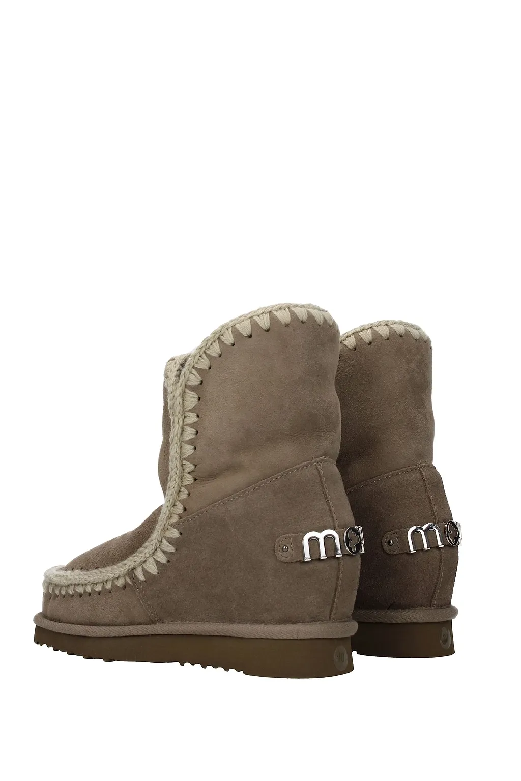 Mou Logo Plaque Stitch-Trim Wedge Boots