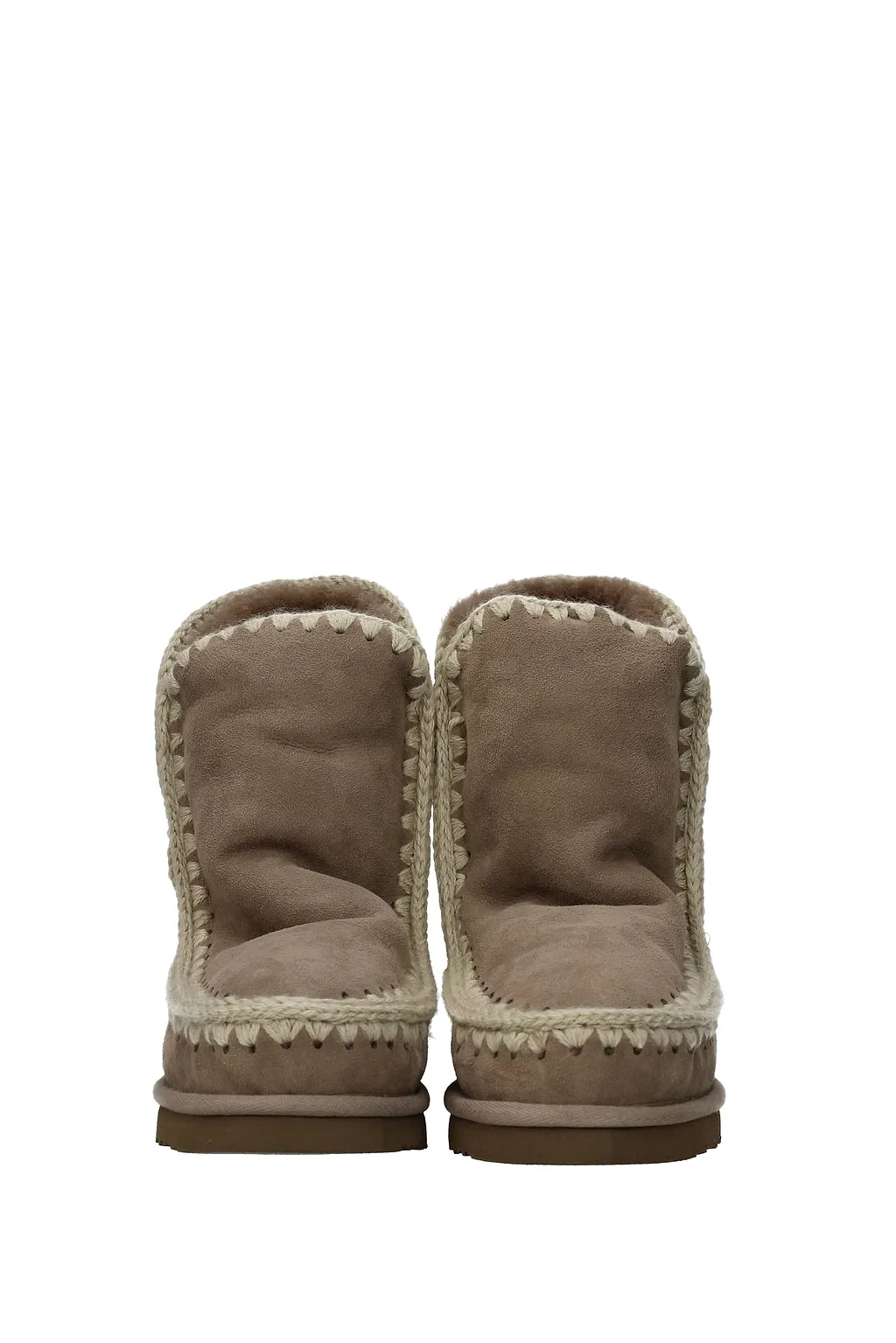 Mou Logo Plaque Stitch-Trim Wedge Boots