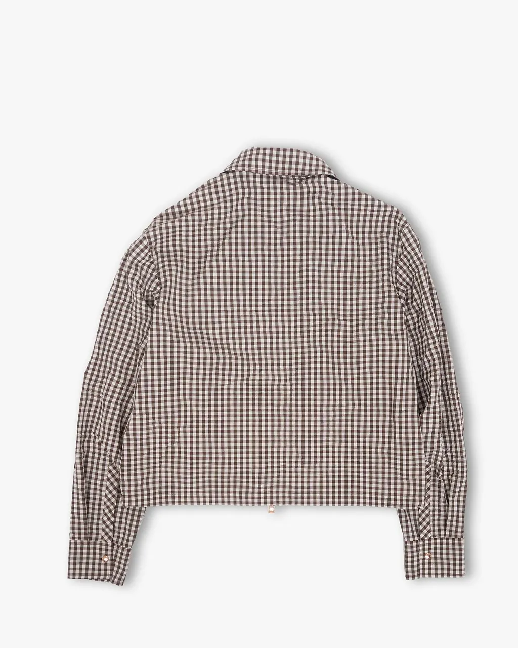Moncler Gingham Logo Patch Zip-Up Shirt