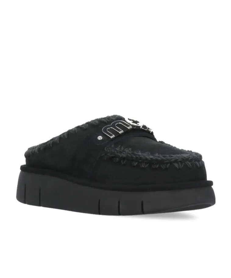 Mou Logo-Lettering Round-Toe Slippers
