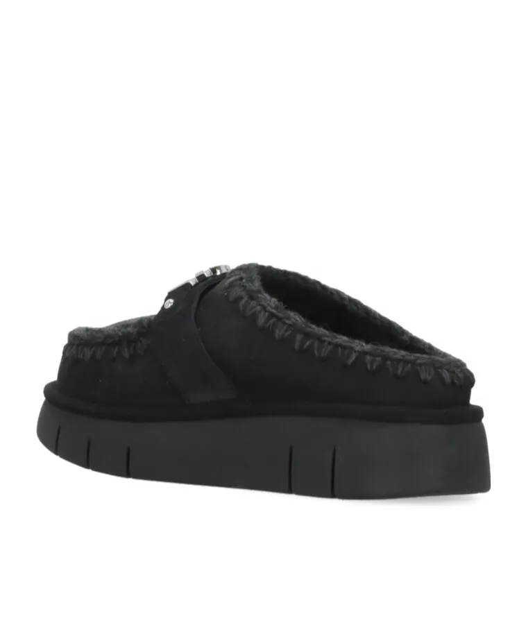 Mou Logo-Lettering Round-Toe Slippers