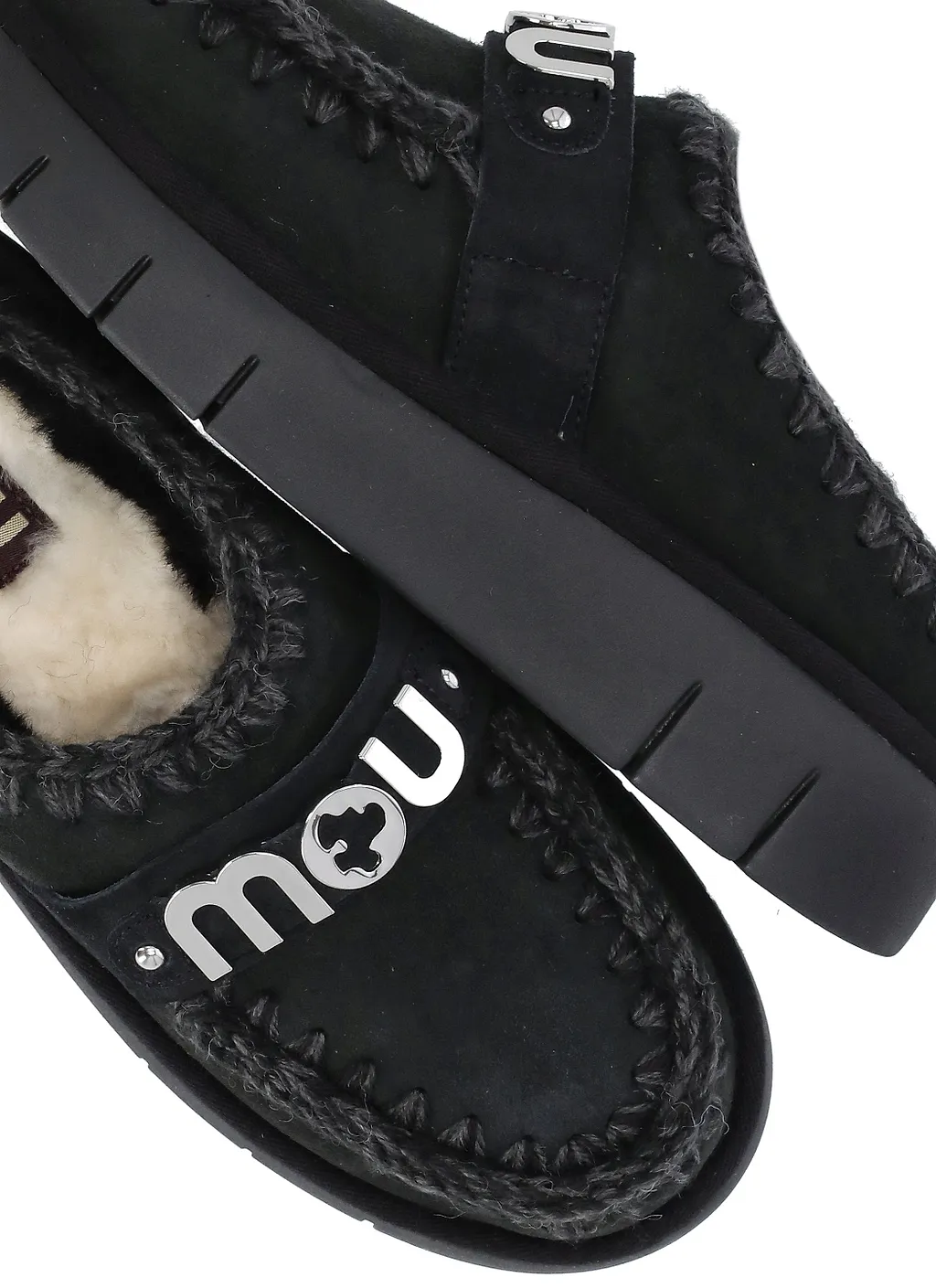 Mou Logo-Lettering Round-Toe Slippers
