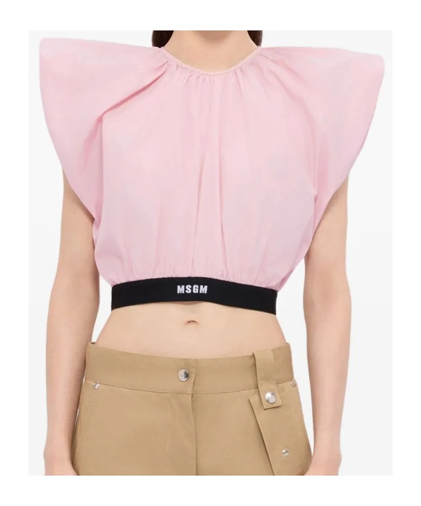 Logo-Print Cropped Blouse