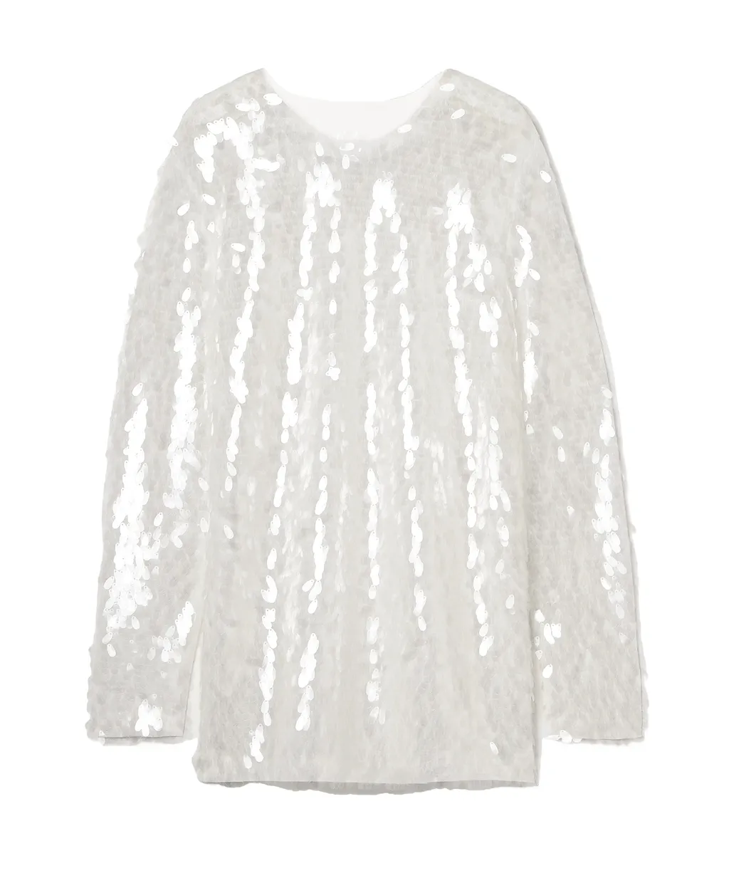 Sequined Crew-Neck Mini Dress
