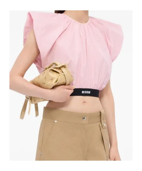 Logo-Print Cropped Blouse