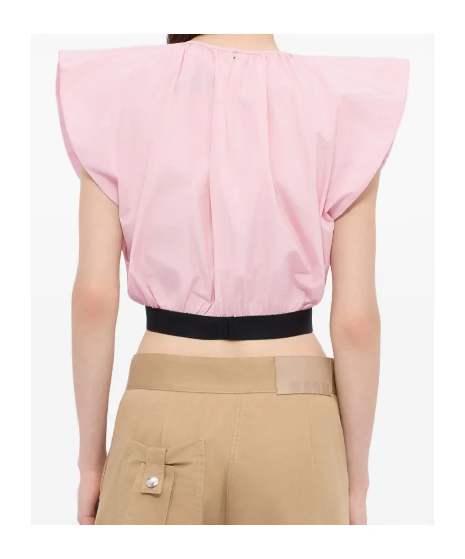 Logo-Print Cropped Blouse