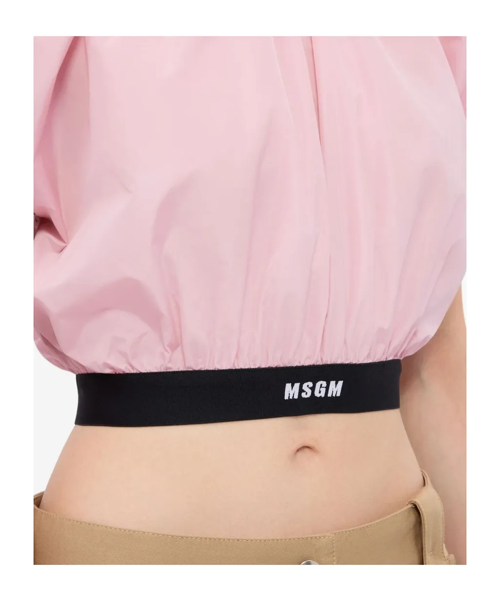 Logo-Print Cropped Blouse