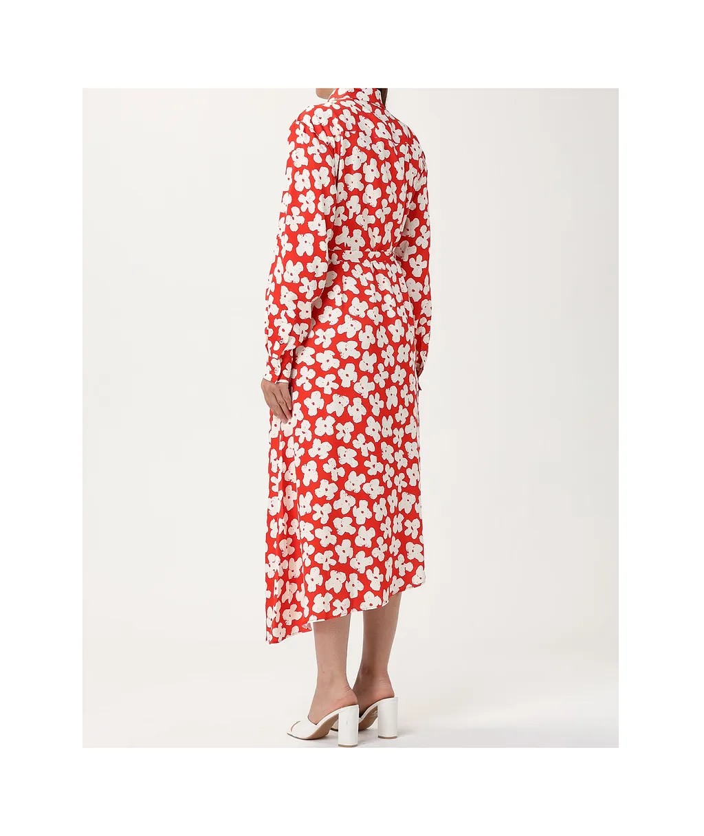 Msgm Floral-Printed Dart Detailed Midi Dress