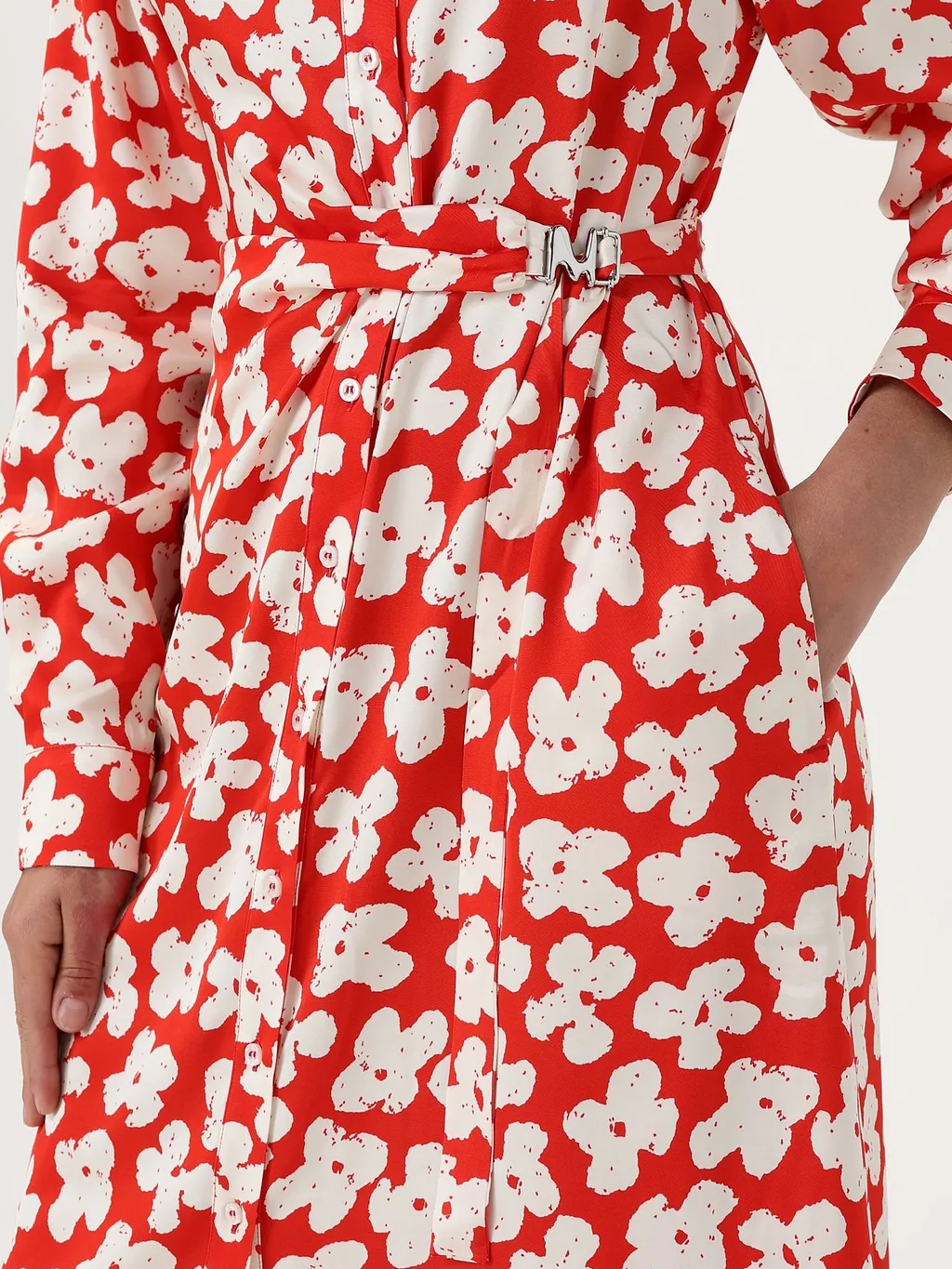 Msgm Floral-Printed Dart Detailed Midi Dress