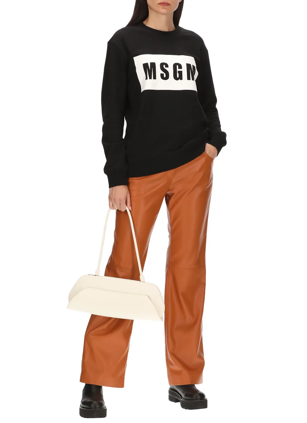 Msgm Logo Print Crewneck Sweatshirt