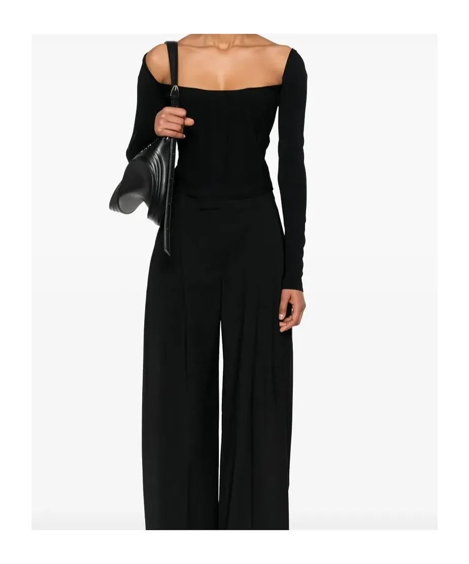 Mugler Boning Detailed Sqaure Neck Jumper