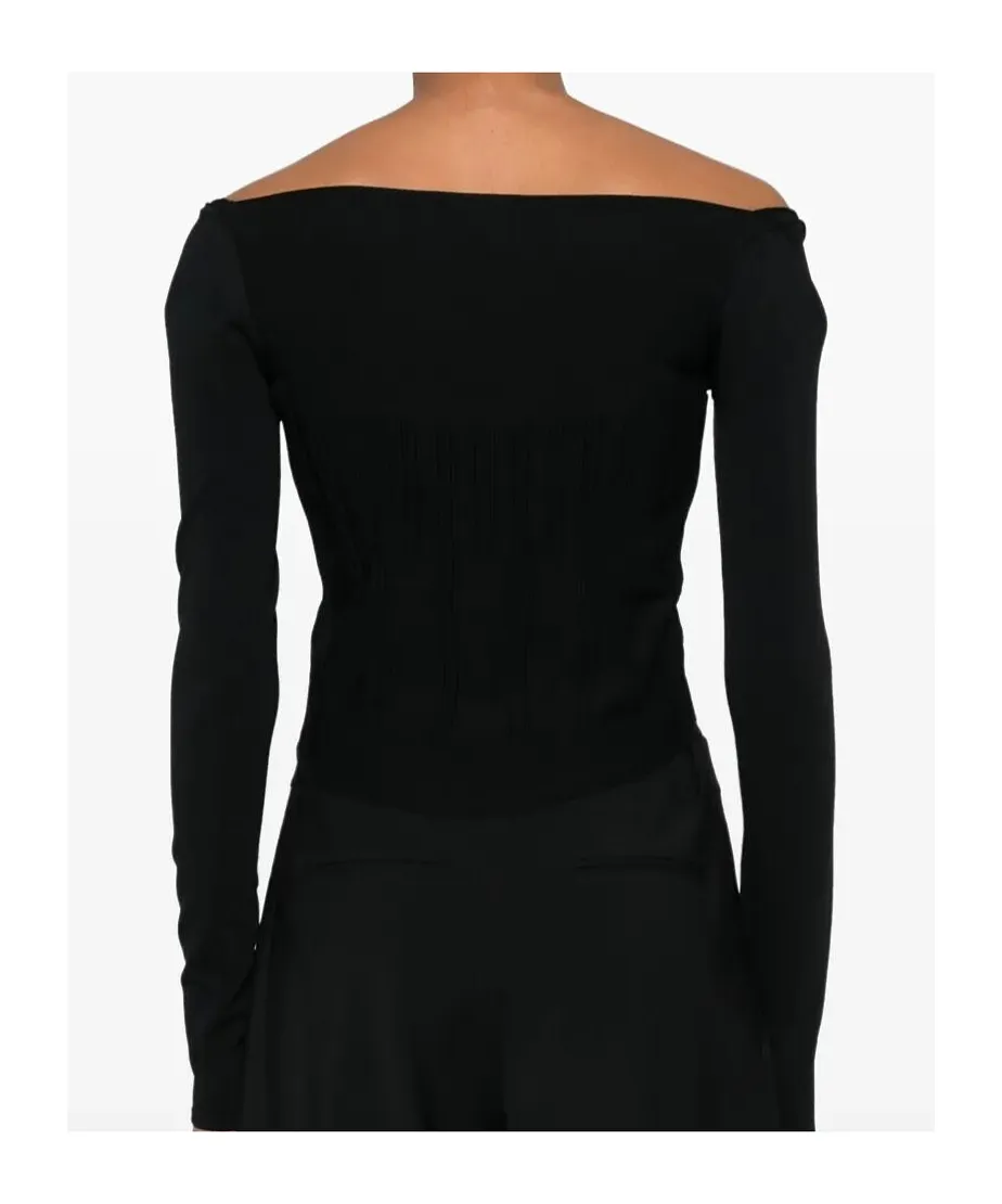 Mugler Boning Detailed Sqaure Neck Jumper
